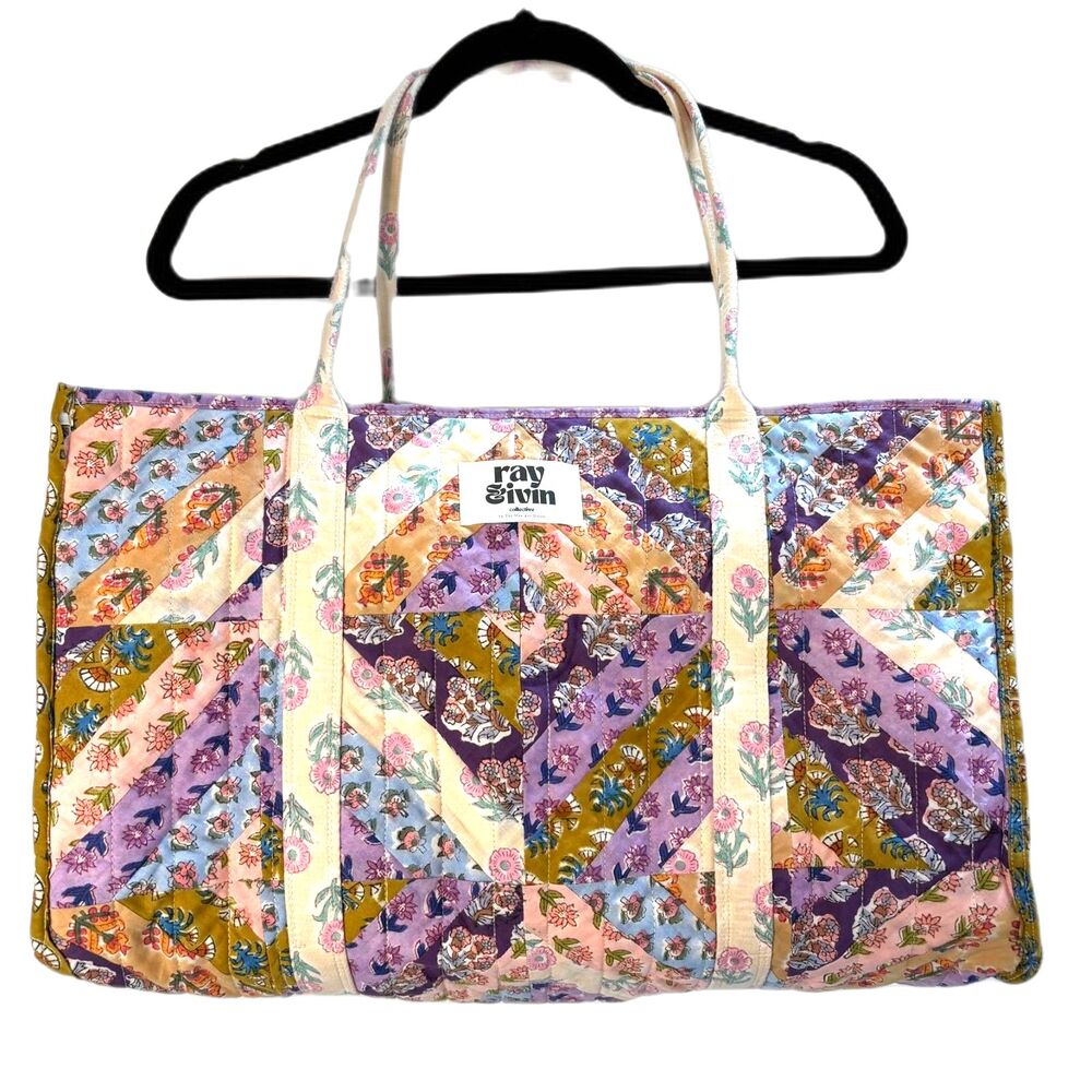 Ray & Ivin Collective Pastels & Wildflowers Quilted Patchwork Shoulder Bag boho